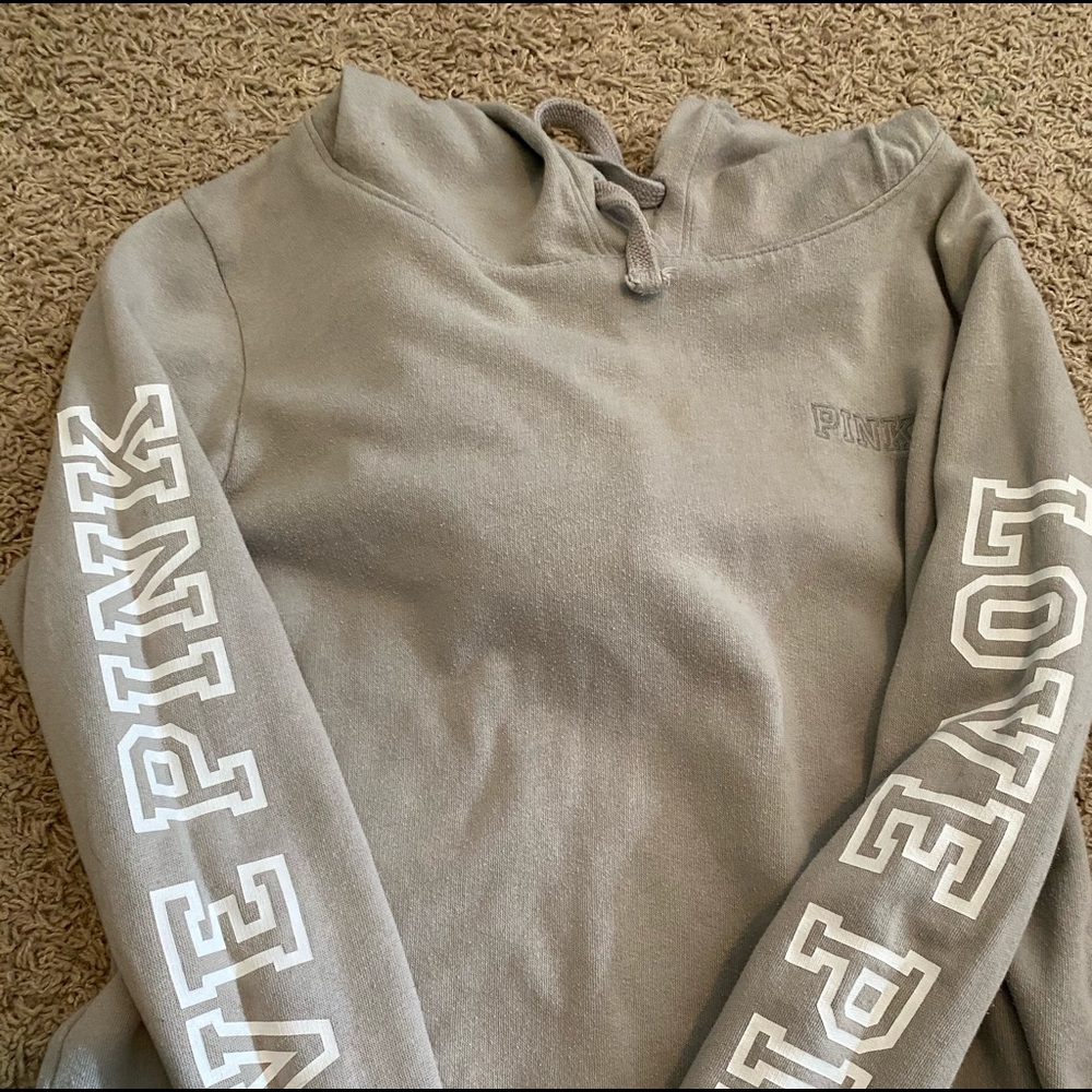 discontinued PINK hoodie grey cropped